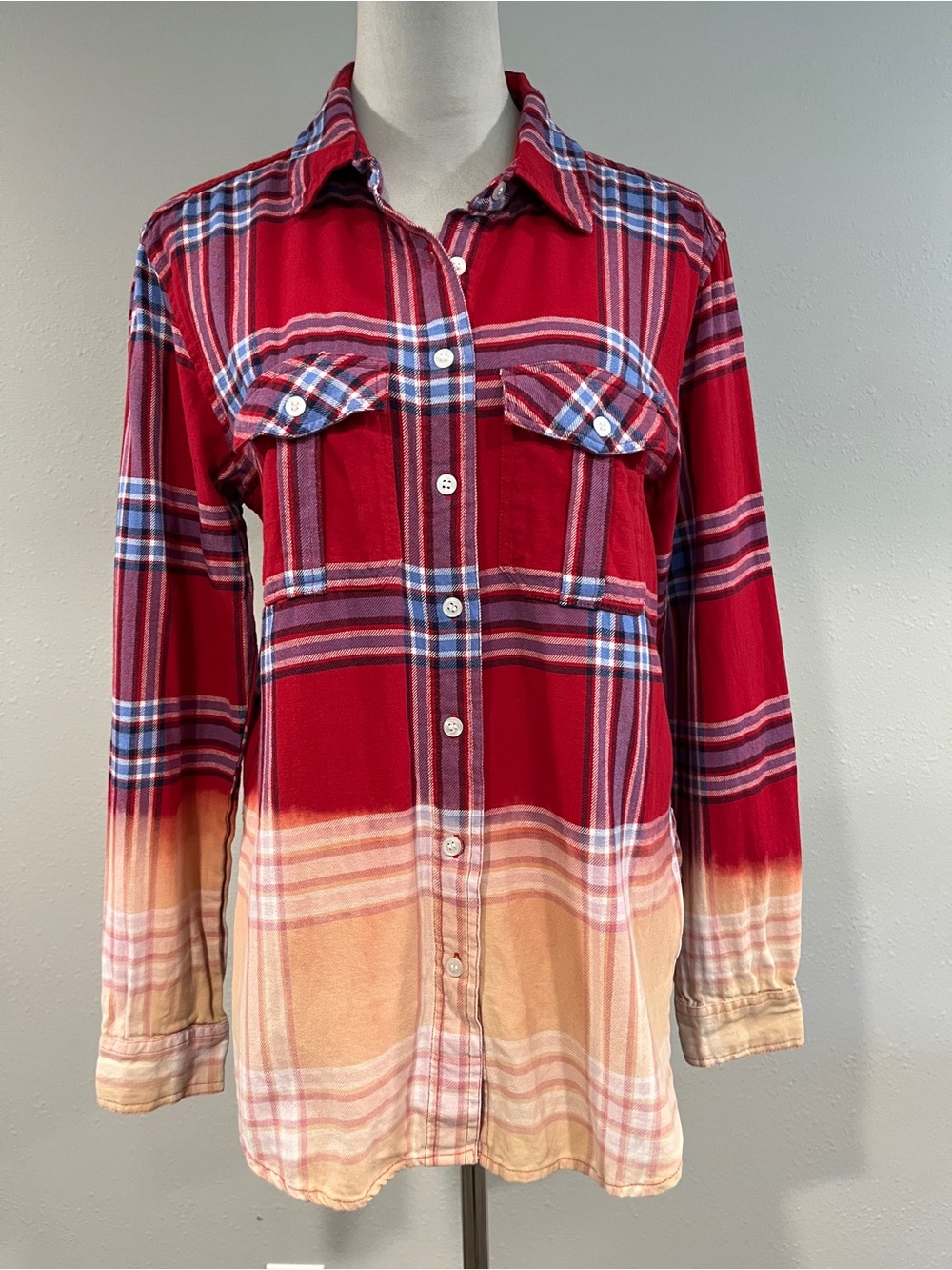 Panache Red Plaid Button-Down Casual Shirt size small
